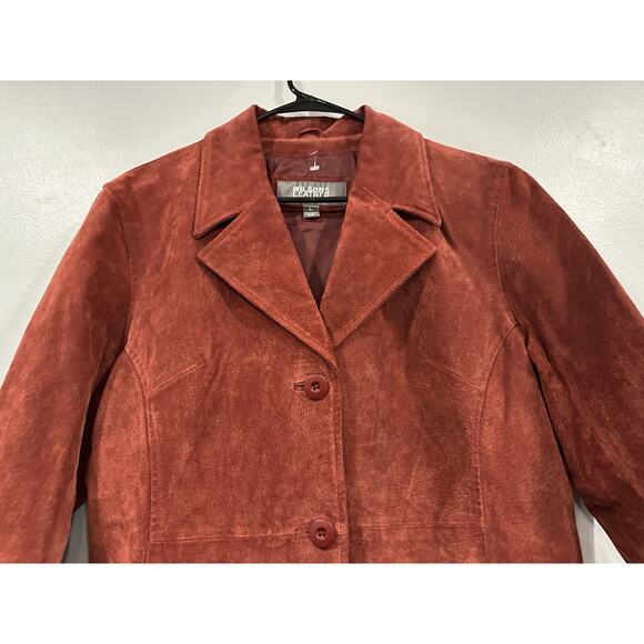 Wilson's Leather Red Suede Blazer Coat Buttons Women's Large L - Picture 2 of 8